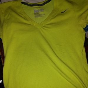 Nike fluorescent green dri fit shirt